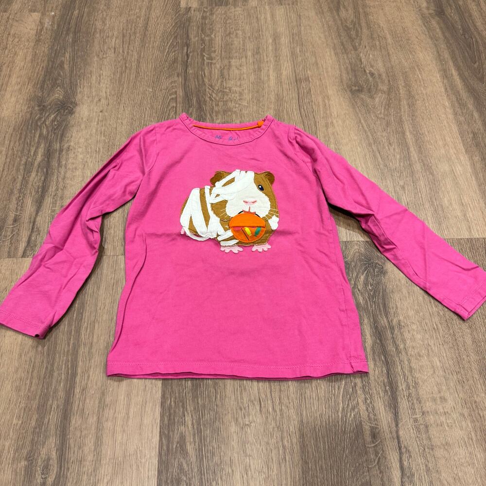 Mini Boden Girls Pink Pumpkin Mummy Hamster Halloween Long Sleeve Shirt Size 6-7